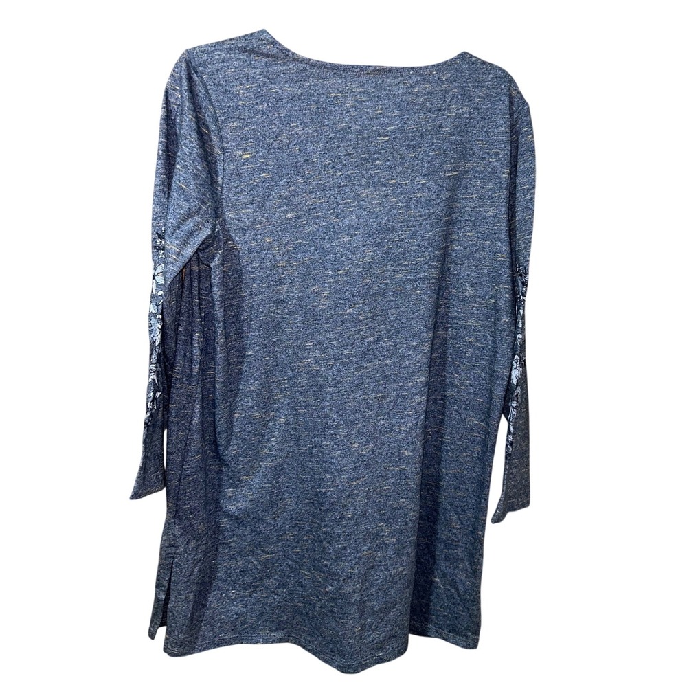 J.Jill Pure Jill Navy Blue Floral Embroidered V-Neck Tunic Top XS - Picture 6 of 8